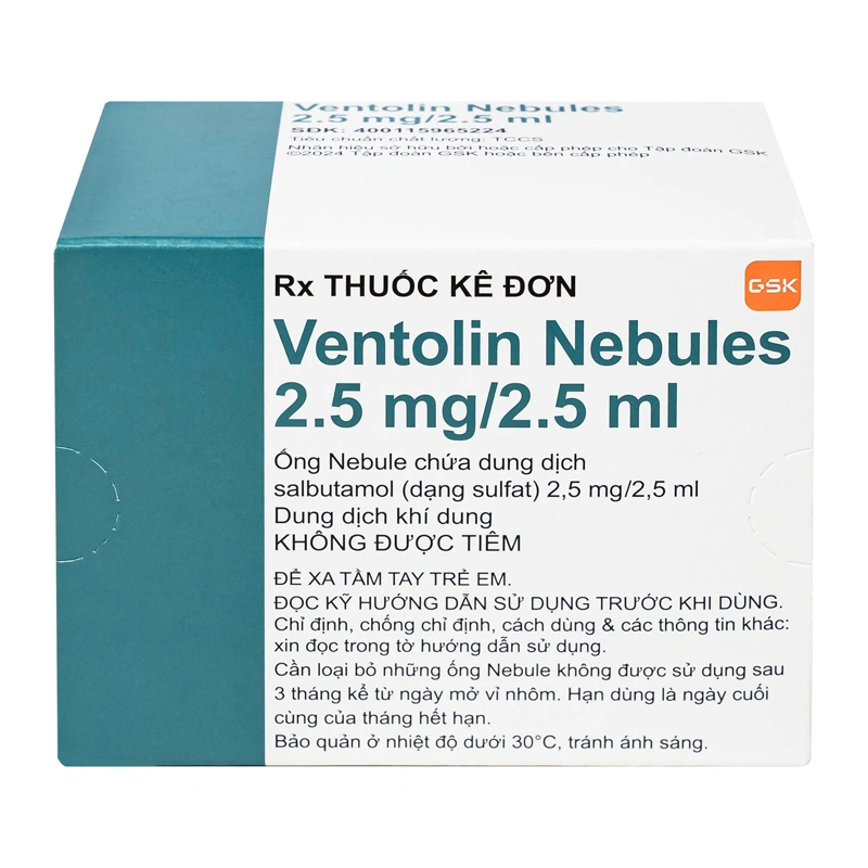 Dung dịch khí dung Ventolin Nebules 2.5mg điều trị, ngừa co thắt phế quản (20 ống x 2.5ml) - 2